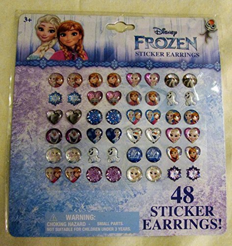 Product Cover Disney Frozen Sticker Earrings - Set of 48 (24 Pairs) Features Olaf, Anna & Elsa
