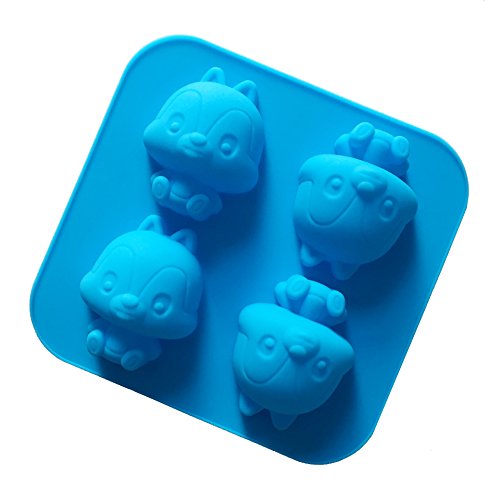Product Cover Always Your Chef 4-Cavity Silicone Cute Squirrels Shaped Handmade Soap Molds Chocolate Molds, Random Colors