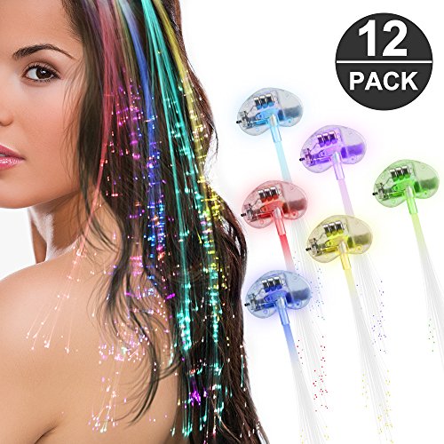 Product Cover Topist LED Lights Hair, Light-Up Fiber Optic LED Hair Barrettes Party Favors for Party, Bar Dancing Hairpin, Hair Clip, Multicolor Flash Barrettes Clip Braid, 12 Pack