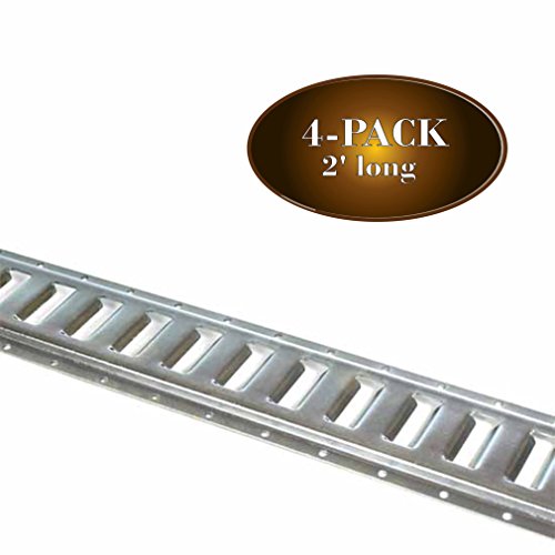 Product Cover Four 2' E Track Tie-Down Rail, Hot-Dipped Galvanized Steel ETrack TieDowns | 2' Horizontal E-Tracks, Pack of 4 Bolt-On Tie Down Rails for Cargo on Pickups, Trucks, Trailers, Vans