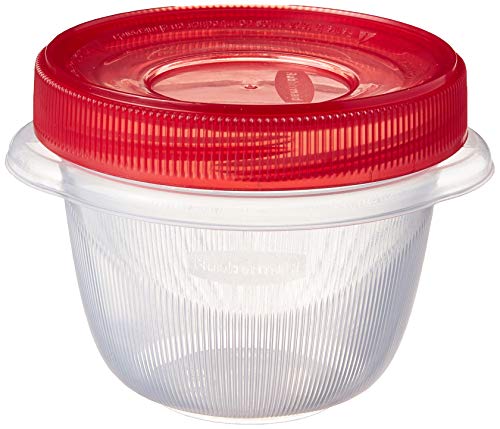 Product Cover Rubbermaid 644766081134 TakeAlongs Twist and Seal Food Storage Containers, 1.2-Cup, Clear, Set of 4 (4-Pack of 4), 1, Red