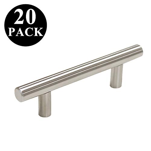 Product Cover Probrico Stainless Steel Modern Cabinet Handles, Drawer Pulls, Kitchen Cupboard T Bar Knobs and Pull Handles Brushed Nickel - 3 Inch Screw Spacing - 20Pack