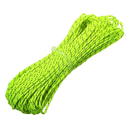 Product Cover ThreeBulls 1.8mm Fluorescent Reflective Guyline Tent Rope Camping Cord Paracord 65 Feet (Green, 20m)