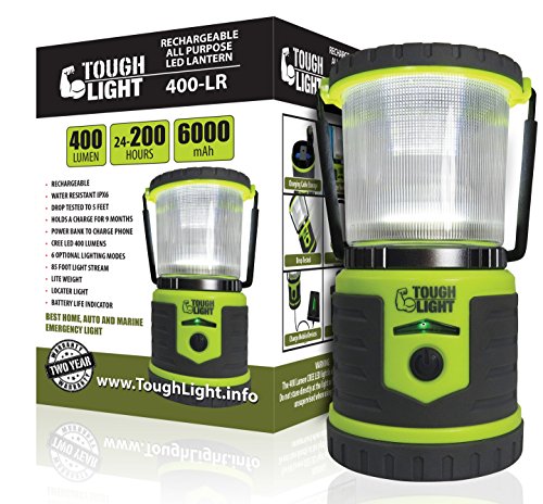 Product Cover Tough Light LED Rechargeable Lantern - 200 Hours of Light Plus a Phone Charger for Hurricane, Emergency or Camping, Long Lasting Battery- Free 2 Year Warranty