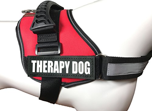 Product Cover ALBCORP Reflective Therapy Dog Vest Harness, Woven Polyester & Nylon, Adjustable Service Animal Jacket, with 2 Hook and Loop Therapy Dog Removable Patches, Large, Red