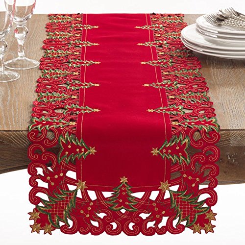 Product Cover Fennco Styles Pandoro Collection Holiday Christmas Tree Table Runner - 16