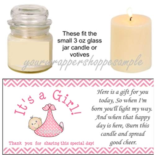 Product Cover 56 Pink & Grey Elephant Baby Shower Candle Party Favor Labels It's a Girl!