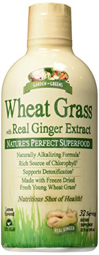Product Cover Garden Greens Wheat Grass Liquid with Real Ginger Extract, Nature's Perfect Superfood, 32 servings