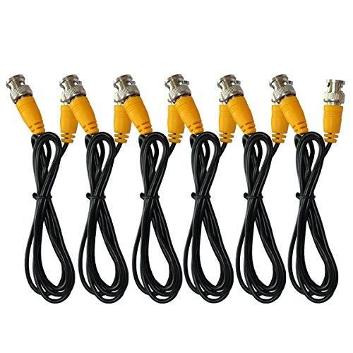 Product Cover ANVISION 6-Pack Black 1m 3.3ft BNC Male to BNC Male Jumper Cable with Yellow Connector for CCTV DVR to TV System