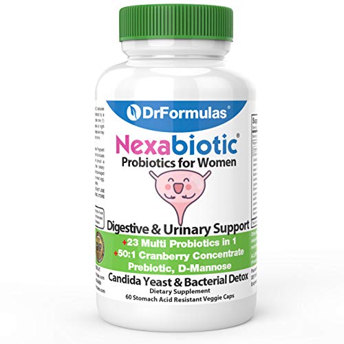 Product Cover DrFormulas Probiotics for Women with Cranberry Pills, Fiber Prebiotic & D Mannose | Nexabiotic Vaginosis, Weight Loss & Urinary Health with L Reuteri, Lactobacillus Acidophilus for Yeast, 60 Capsules