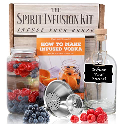 Product Cover The SPIRIT INFUSION KIT - Infuse Your Booze! 70+ Homemade Flavored Vodka Recipes. Become an Infused Alcohol Cocktail Mixologist using the 110pg Recipe and Instruction Book. Great Gift & Party Hit!