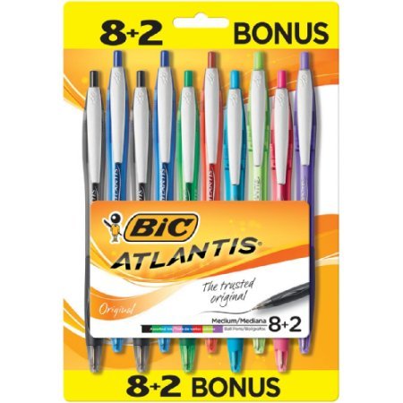 Product Cover BIC Atlantis Original Ball Pens Fashion Medium Point (1.0mm) 8+2 Bonus Pack, Blister (VCGAP81WB-A-AST)