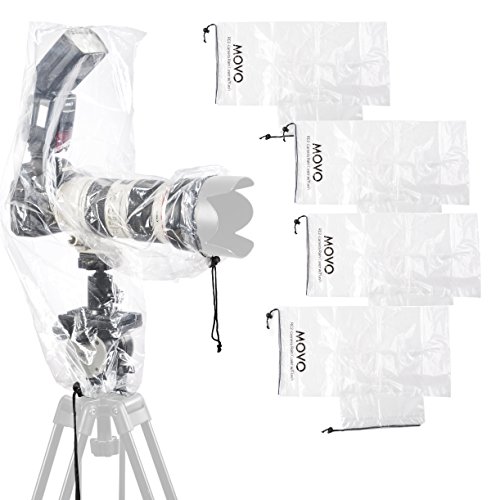 Product Cover Movo (5 Pack) RC2 Clear Rain Cover for DSLR Camera, Flash, and Lens up to 18