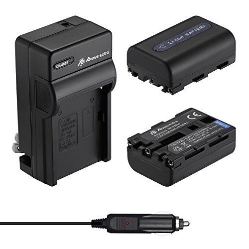 Product Cover Powerextra 2 Pack Replacement Sony NP-FM50 Battery and Travel Charger Compatible with Sony NP-FM30 NP-FM51 NP-QM50 NP-QM51 NP-FM55H Battery and Sony M Type NP-FM50 Equivalent Camcorder/Camera