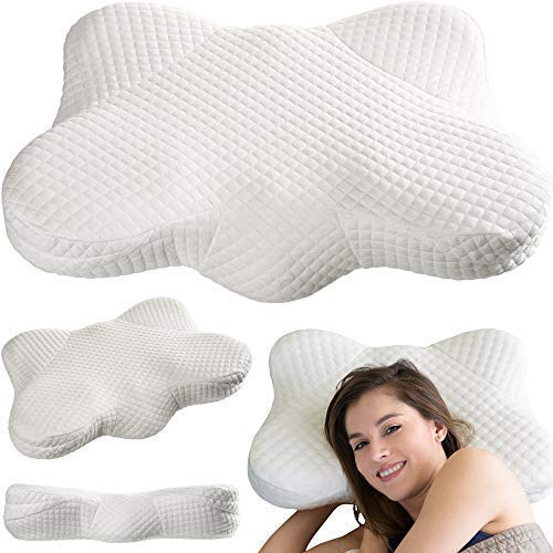 Product Cover Cradle Me Cervical Pillow - Orthopedic Contour Memory Foam Pillow for Back and Side Sleepers with Neck and Spine Support - Helps Reduce Back and Neck Pain
