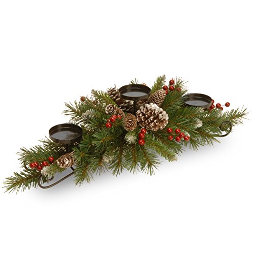 Product Cover National Tree 30 Inch Frosted Berry Centerpiece with 3 Candle Holders (FRB3-800-30C-B1)
