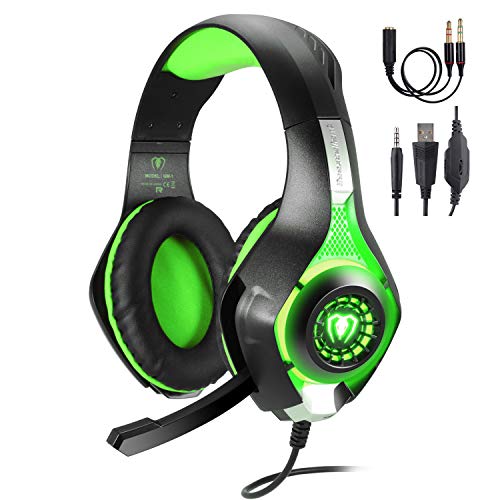 Product Cover TURN RAISE 3.5mm Stereo Gaming Headset for PS4, PC, Xbox One Controller, Noise Cancelling Over Ear Headphones with Mic, LED Light, Bass Surround, Soft Memory Earmuffs for PC, Laptop,Tablet,Smartphones