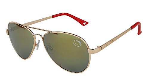 Product Cover Womens Contemporary Hello Kitty Classic Silver Aviator Sunglasses (Red Handle)