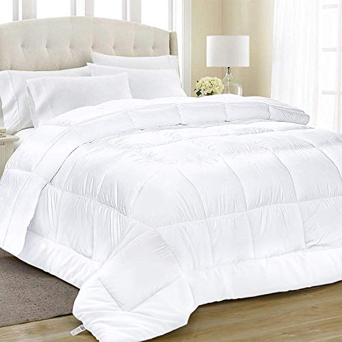 Product Cover Equinox All-Season White Quilted Comforter - 88 x 88 Inches - Goose Down Alternative Queen Comforter - Duvet Insert Set - Machine Washable - Plush Microfiber Fill (350 GSM)