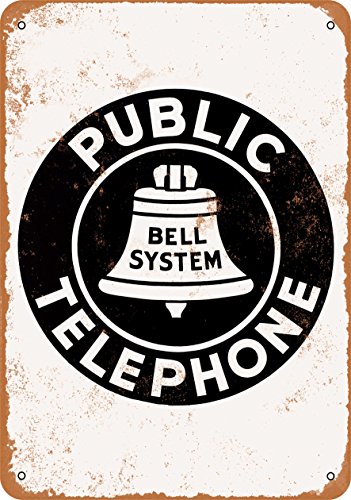 Product Cover Wall-Color 7 x 10 Metal Sign - Bell System Public Telephone - Vintage Look