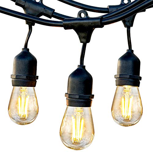 Product Cover Brightech Ambience Pro - Waterproof LED Outdoor String Lights - Hanging 1W Vintage Edison Bulbs - 48 Ft Commercial Grade Patio Lights Create Bistro Ambience On Your Porch