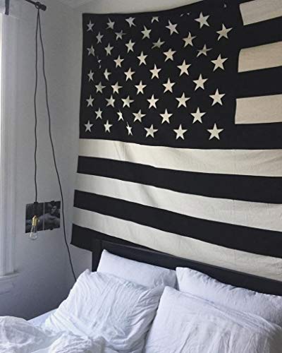 Product Cover The Boho Street Exclusive 100% Cotton Black and White Vintage American Flag Tapestry, Indian Hippie Wall Hanging, Bohemian Bedspread, Mandala Cotton Dorm Decor Beach Cover up