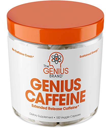 Product Cover Genius Caffeine, Extended Release Microencapsulated Caffeine Pills, All Natural Non-Crash Sustained Energy & Focus Supplement, Preworkout & Nootropic Brain Booster For Men & Women,100 Count