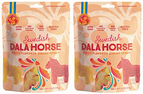 Product Cover Candy People Swedish Dala Horse Fruit Flavored Gummy Candy - Citrus, Pineapple, Raspberry Fruit Flavors - Gluten and Gelatin Free - 2-Pack