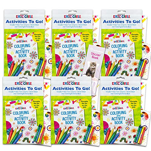 Product Cover World of Eric Carle Coloring Pack Party Favors ~ Set of 6 Eric Carle Play Packs with Stickers, Crayons and Coloring Activity Book in a Resealable Pouch