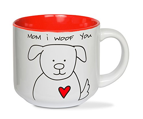 Product Cover Pavilion Gift Company 37134 Blobby Dog-Mom I Woof You Ceramic Coffee Mug, Red