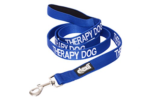 Product Cover Dexil Limited Therapy Dog Blue Color Coded 2 4 6 Foot Padded Dog Leash Prevents Accidents by Warning Others of Your Dog in Advance (6ft)