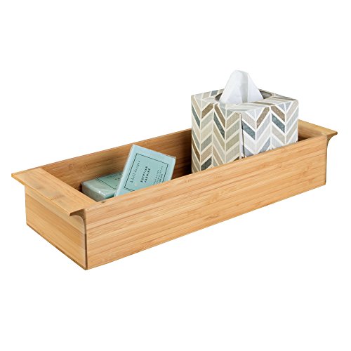 Product Cover iDesign Formbu Wood Toilet Tank Top Storage Tray with Handles, Wooden Organizer for Tissues, Candles, Soap, Hand Towels, Toilet Paper, 16.15