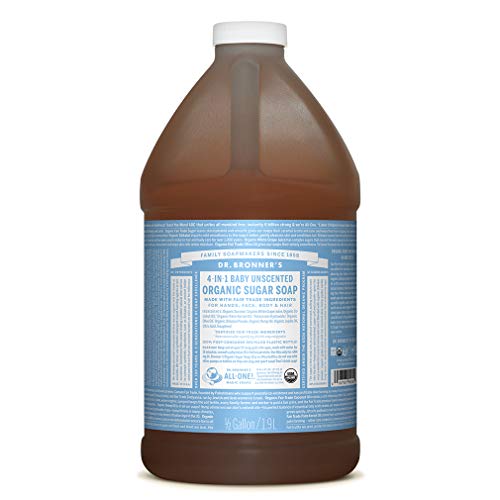 Product Cover Dr. Bronner's - Organic Sugar Soap (Baby Unscented, 64 Ounce) - Made with Organic Oils, Sugar and Shikakai Powder, 4-in-1 Use: Hands, Body, Face and Hair, Moisturizes and Nourishes, No Added Fragrance