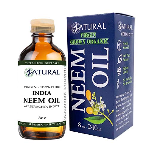 Product Cover Zatural Organic Virgin Neem Oil 8 Ounce: 100% Natural Pure Cold Pressed No Additives, Unrefined Concentrate for Body and Skin, Pets, and Plants or Garden