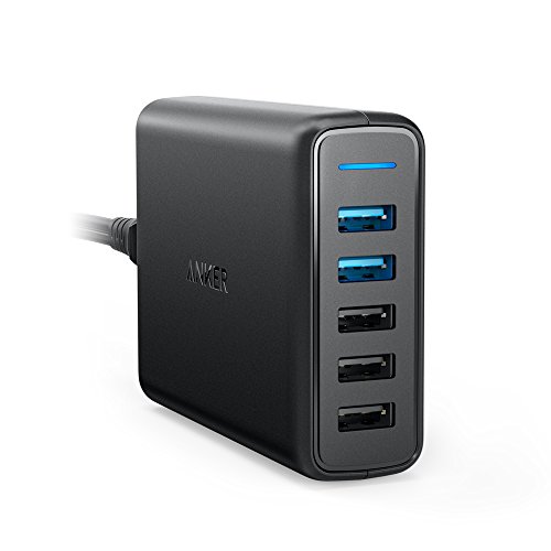 Product Cover Anker Quick Charge 3.0 63W 5-Port USB Wall Charger, PowerPort Speed 5 for Galaxy S10/S9/S8/S7/S6/Edge/+, Note 8/7 and PowerIQ for iPhone XS/Max/XR/X/8/7/6s/Plus, iPad, LG, Nexus, HTC and More
