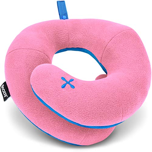Product Cover BCOZZY Kids Chin Supporting Travel Pillow- Keeps The Child's Head from Bobbing up and Down in Car Rides- Comfortably Supports The Head, Neck and Chin in Any Sitting Position. Child Size, Pink