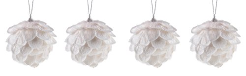Product Cover Clever Creations Shatterproof Christmas Tree Sparkling Pinecone Ornaments Large White 3.25