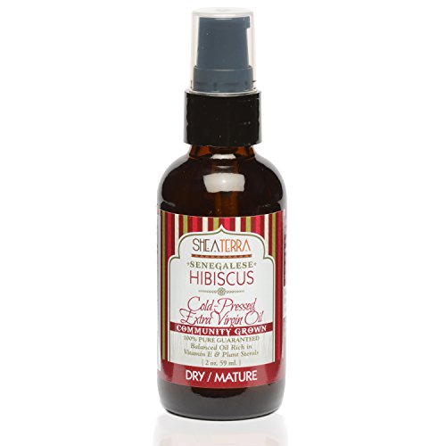 Product Cover Shea Terra Organics Senegalese Hibiscus Cold Pressed Extra Virgin Oil | Hair Conditioner, Anti-Aging, Vitamin E Oil | Dry/Mature Skin Types - 2 oz