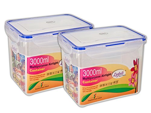 Product Cover Zadoli Plastic Milan Air Tight Locked Food Container, 3000ml(Transparent)- Set of 2