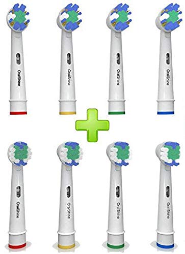 Product Cover Oral Shine Electric Toothbrush Replacement Heads Compatible with Oral-B Electric Toothbrushes | 4 Floss Action Heads Plus 4 Soft Brush Heads | Remove Plaque And Decrease Gingivitis