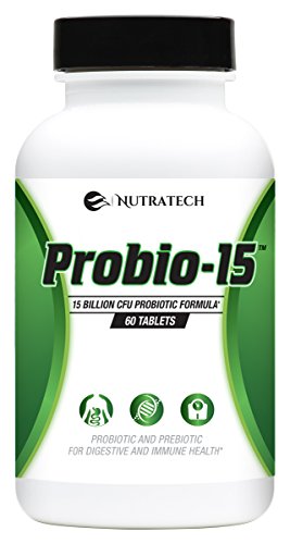 Product Cover Nutratech Probio-15 Probiotics - 15 Billion CFU Probiotic and Prebiotic with Patented Ingredients for Digestive Health