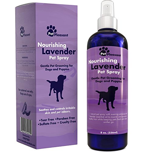 Product Cover Natural Pet Spray - Aromatherapy Lavender Essential Oil & Primrose Fur Deodorizer - for Dogs & Puppies - Cat Grooming Spray - Cleaner & Odor Control Spray - Cruelty Free - Tear Free Formula 8 Oz
