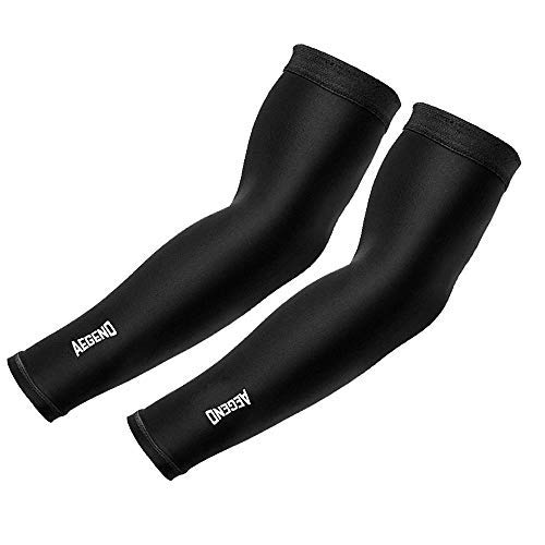 Product Cover aegend UV Protection Cooling Arm Sleeves for Men Women, Sun Sleeves to Cover Arm for Cycling, Outdoor Sports, Black Elastic, Medium