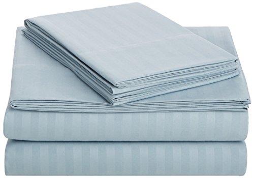 Product Cover AmazonBasics Deluxe Striped Microfiber Bed Sheet Set - Twin Extra-Long, Spa Blue