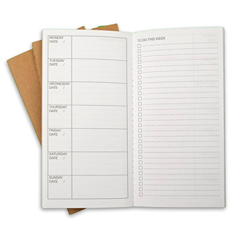 Product Cover RICCO BELLO Weekly To Do List Calendar Travelers Notebook Journal Refill Inserts for Standard Size Travel Journals, 8.25 x 4.25 inches (Set of 3) 192 Pages