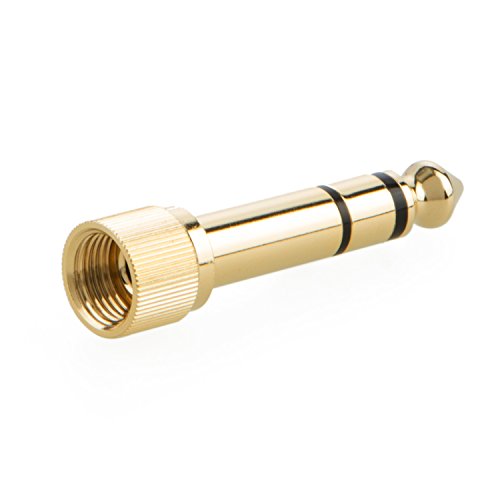 Product Cover CableCreation 6.35mm Stereo Plug to 3.5mm Stereo Jack Adaptor, 6.35mm Male to 3.5mm Female with Screw, Gold Plated
