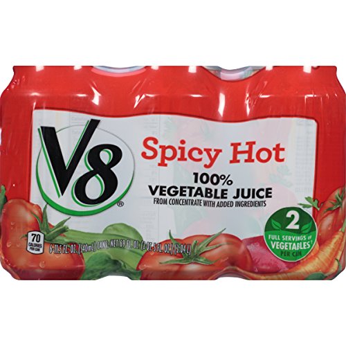 Product Cover V8  Original Spicy Hot 100% Vegetable Juice 11.5 oz. Can (4 Packs of 6, Total of 24)