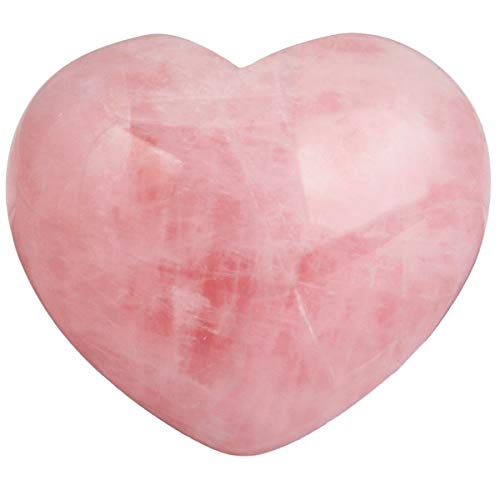 Product Cover rockcloud Healing Crystal Natural Rose Quartz Heart Love Carved Palm Worry Stone Chakra Reiki Balancing