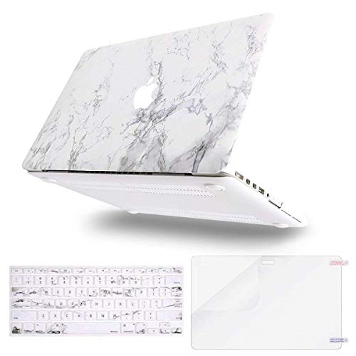 Product Cover MOSISO Case Only Compatible with Older Version MacBook Pro Retina 13 inch (Model: A1502 & A1425)(Release 2015-end 2012),Plastic Pattern Hard Shell&Keyboard Cover&Screen Protector, White Marble