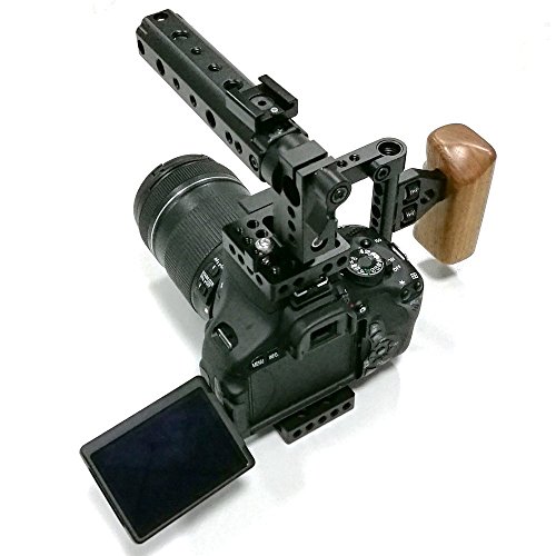 Product Cover CAMVATE DSLR Camera with Cage Top Handle Wood Grip for 600D 70D 80D